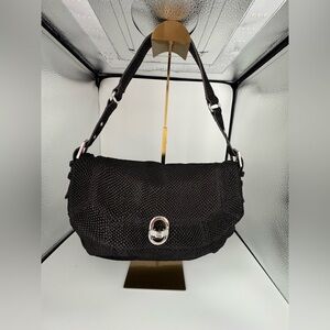 Aimee Kestenberg Genuine Leather Lizard Embossed Shoulder/Crossbody Bag Black
